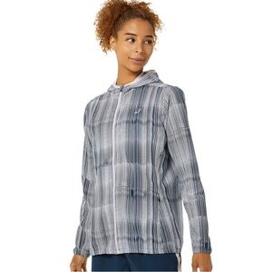NEW! ASICS WOMENS READY-SET GPX JACKET Size M in French Blue Print/Barely Rose